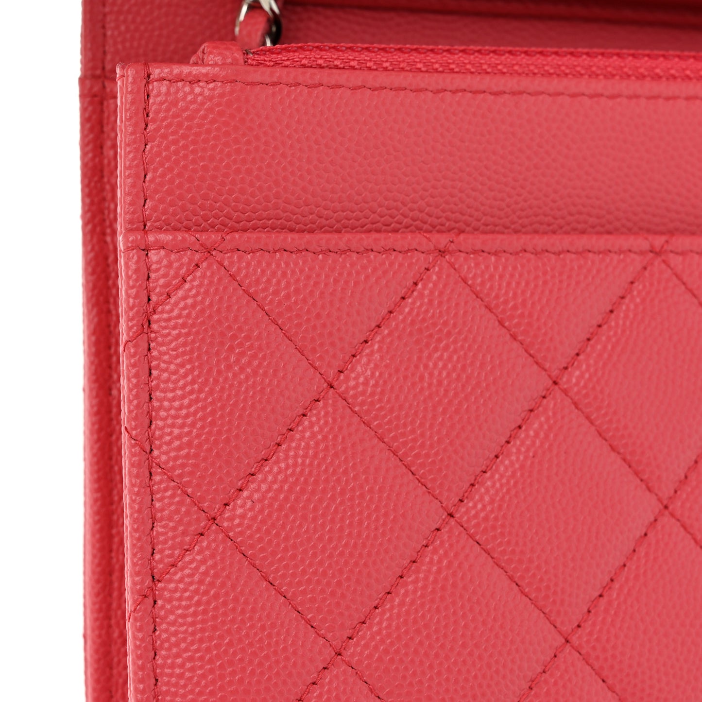 Caviar Quilted Wallet on Chain WOC Coral