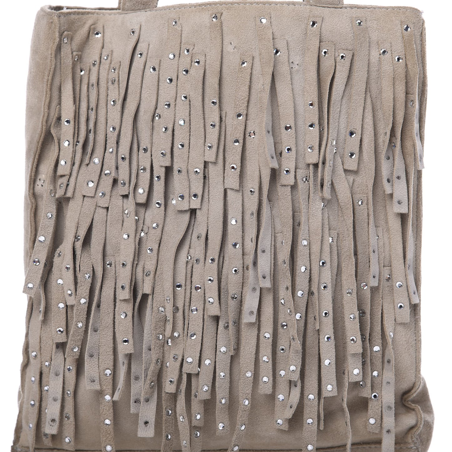 Suede Mini Fringe Tote Beige