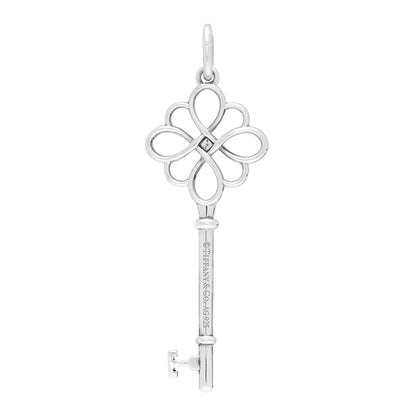 Tiffany Sterling Silver Diamond Knot Key Pendant 3 of 3