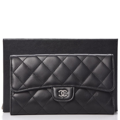 Chanel Lambskin Quilted Large Flap Wallet Black 6 of 9