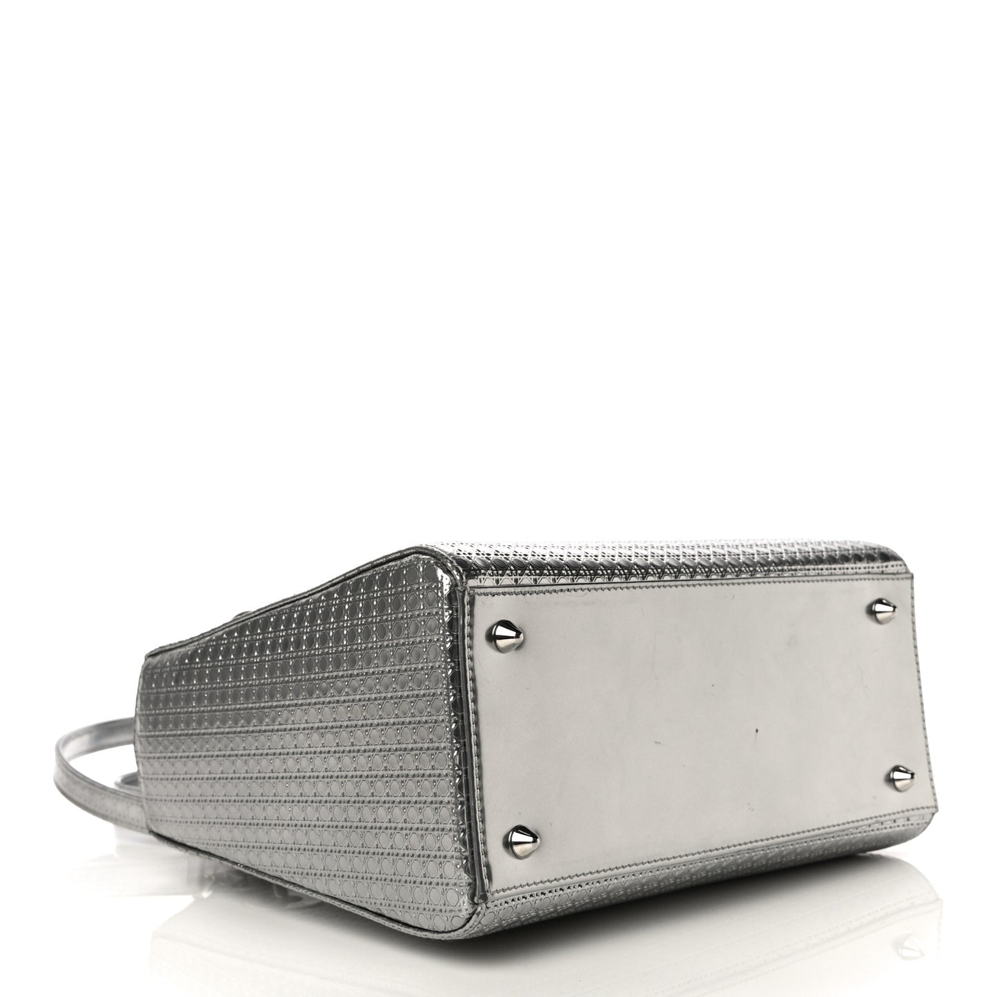 Metallic Patent Micro-Cannage Medium Lady Dior Silver
