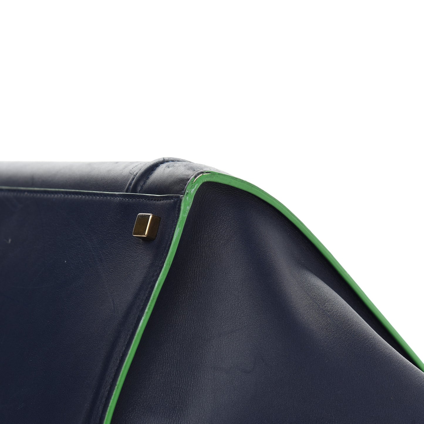 Supple Calfskin Medium Phantom Luggage Navy Blue Green Trim