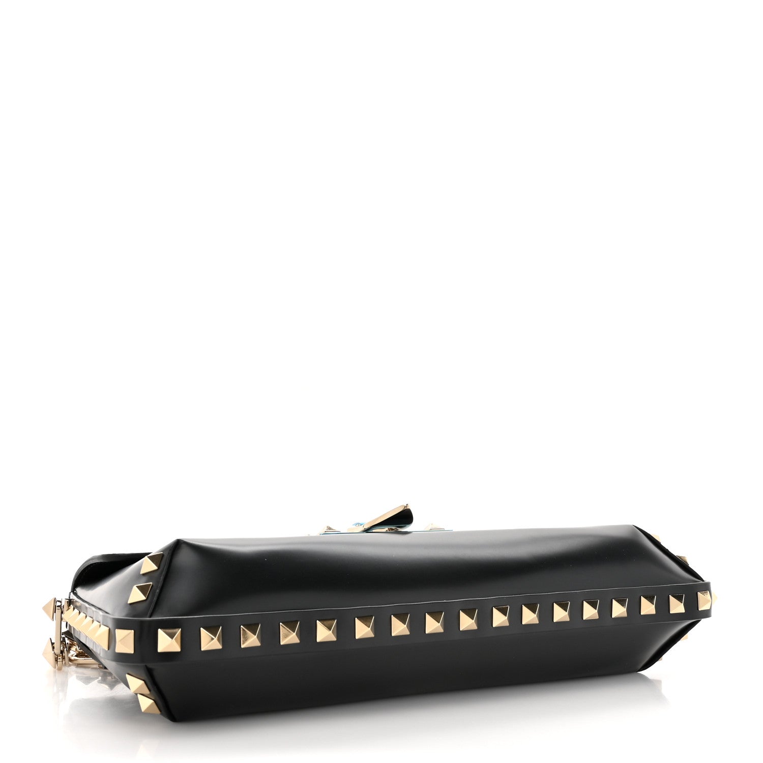 Valentino Garavani Brushed Calfskin Rockstud Flip Lock Chain Shoulder Bag Black 4 of 15