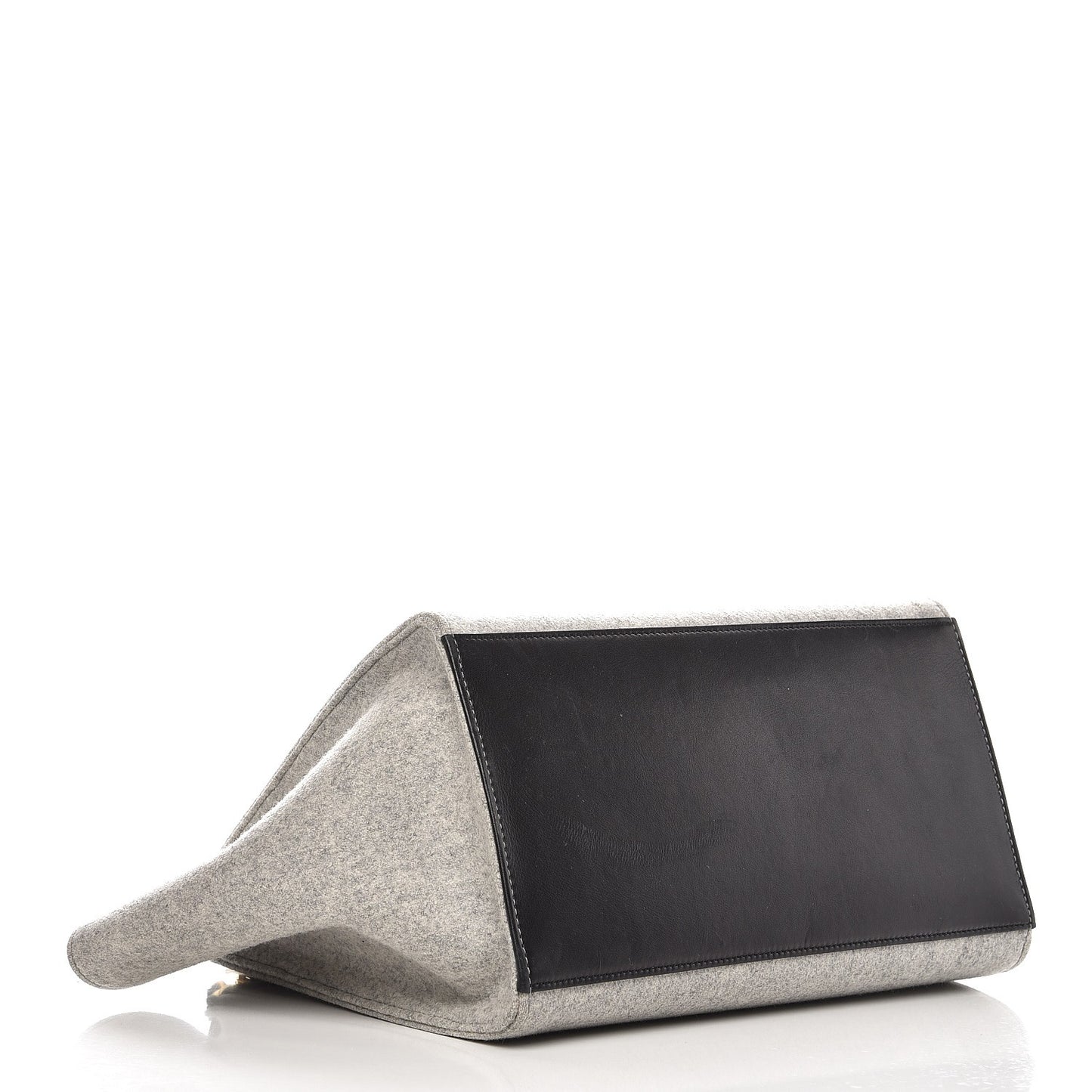 Felt Smooth Calfskin Medium Trapeze Pearl Grey