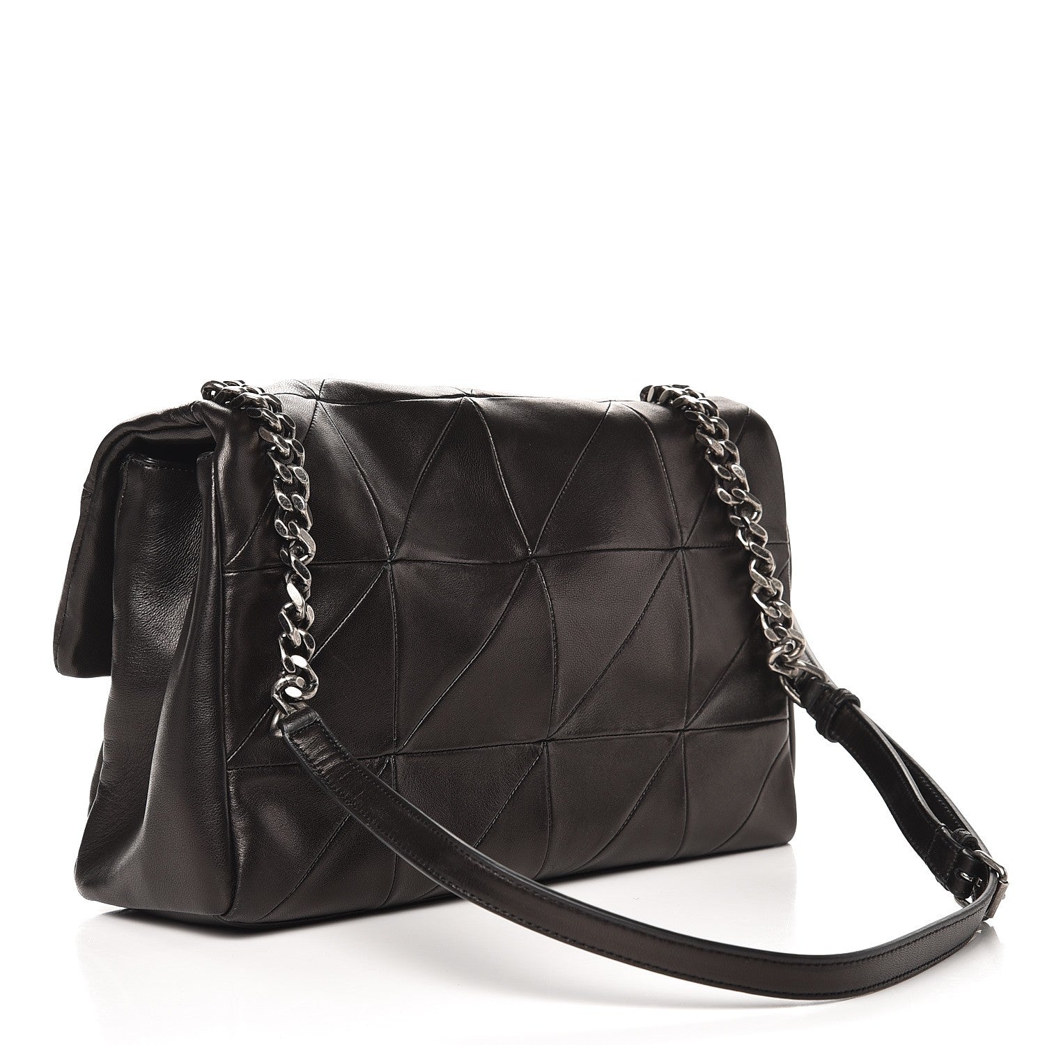 Saint Laurent Lambskin Patchwork Medium West Hollywood Monogram Fold-Over Black 3 of 6