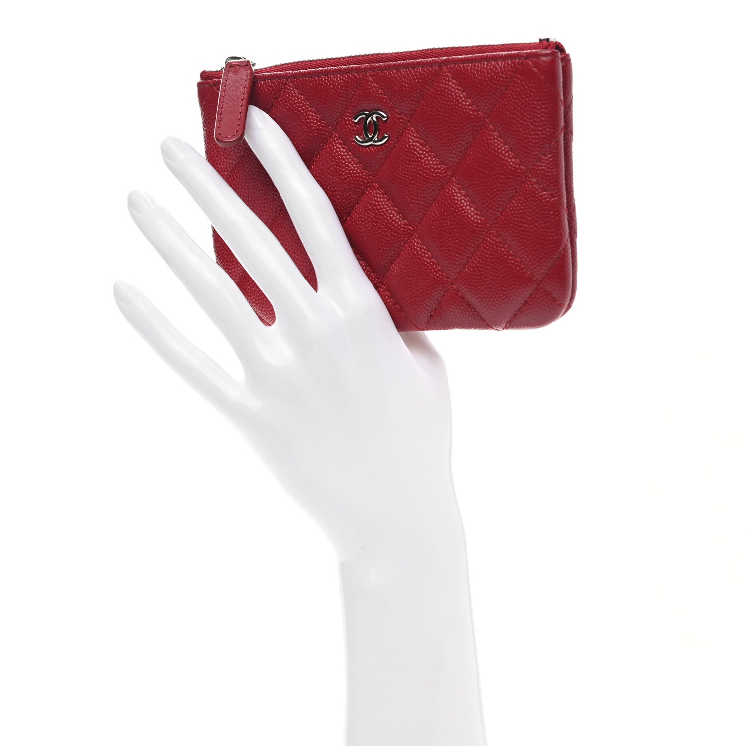 Chanel Caviar Quilted Small Cosmetic Case Red 2 of 8