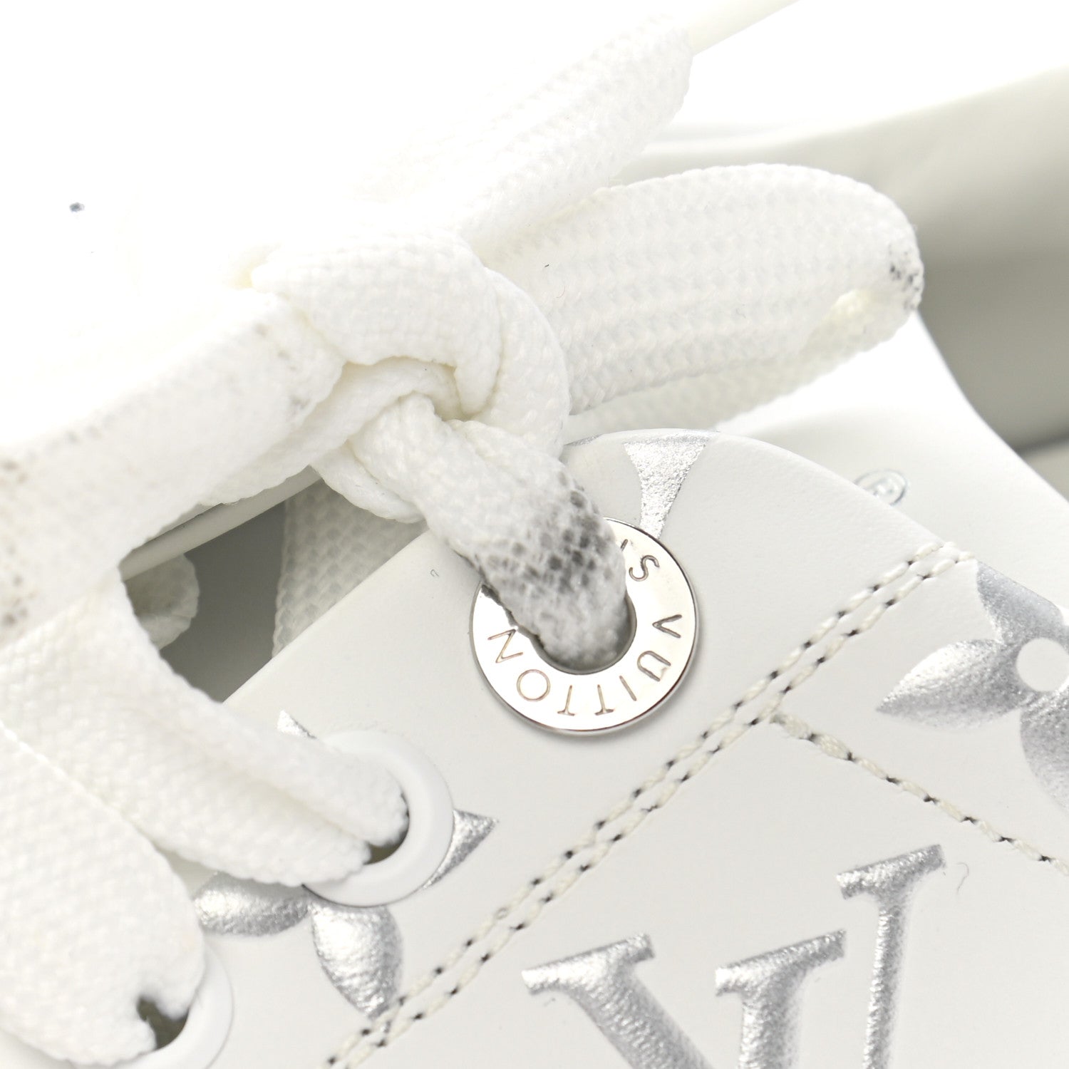 Louis Vuitton Calfskin Monogram Debossed Time Out Sneakers 38 White Silver 11 of 11