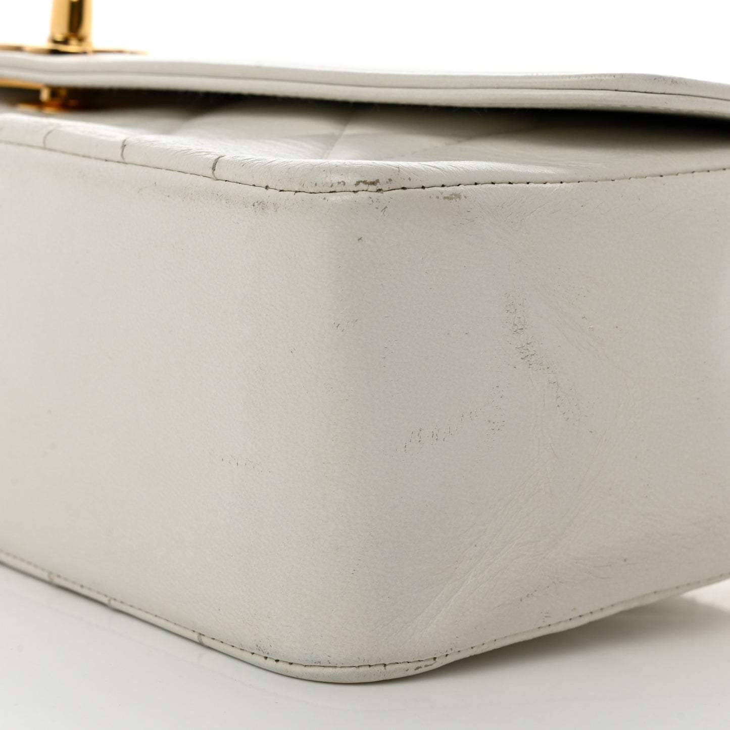 Lambskin Quilted Medium Single Flap White