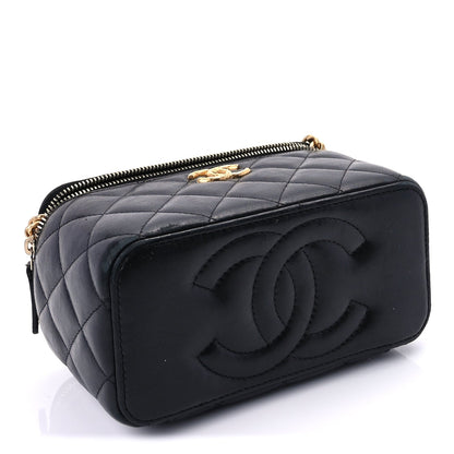 Chanel Lambskin Quilted Pearl Crush Small Vanity Case With Chain Black 3 of 8