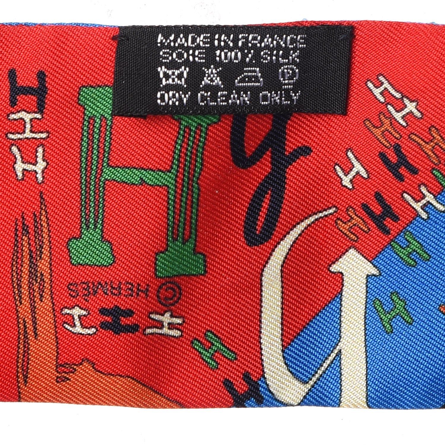 Hermes Silk 1001 H Twilly Scarf Rouge Bleu Vert 3 of 4