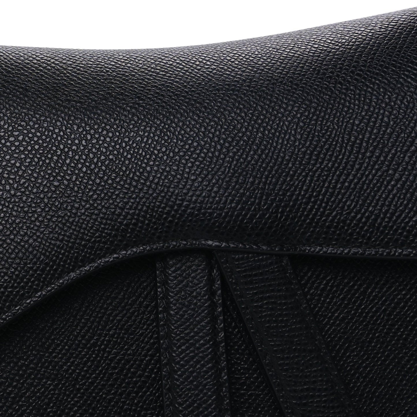 Grained Calfskin Saddle Bag With Strap Black