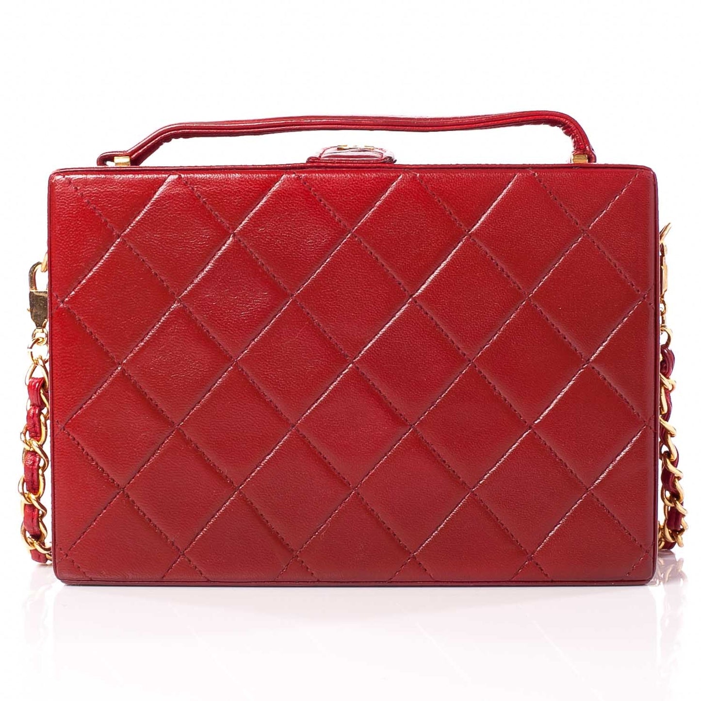 Lambskin Quilted Box Bag Red