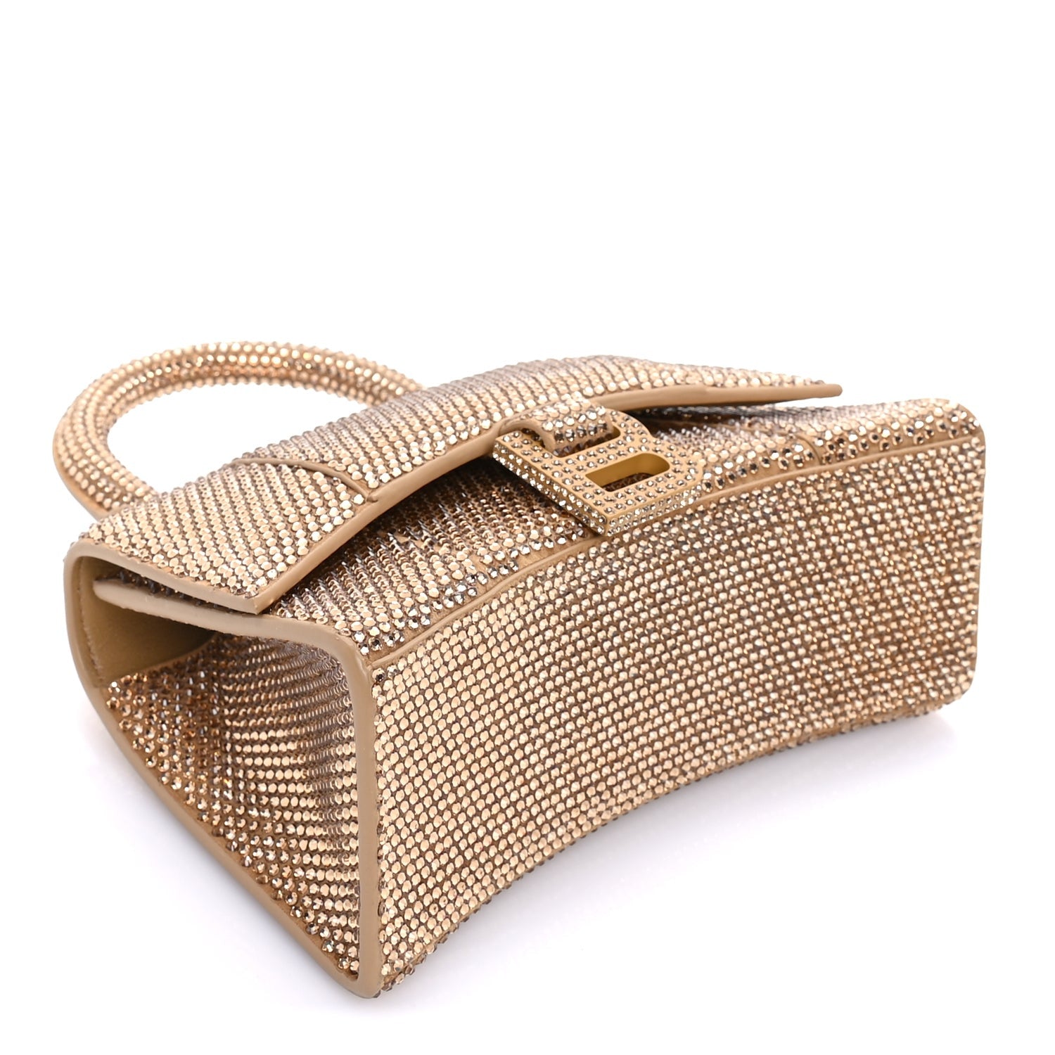 Balenciaga Strass Suede Hourglass Top Handle Bag XS Gold 7 of 7