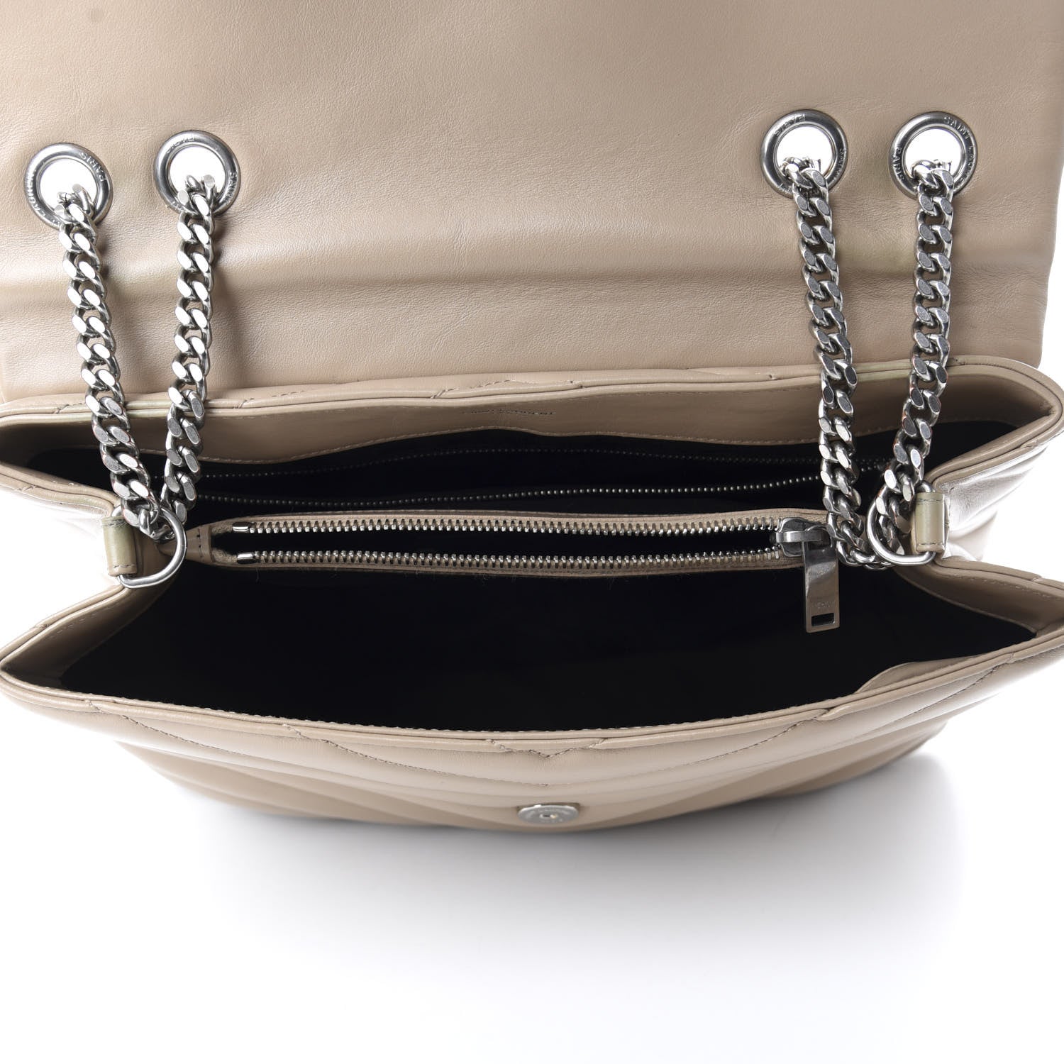 Saint Laurent Calfskin Y Quilted Monogram Medium Loulou Chain Satchel Dark Beige 5 of 11