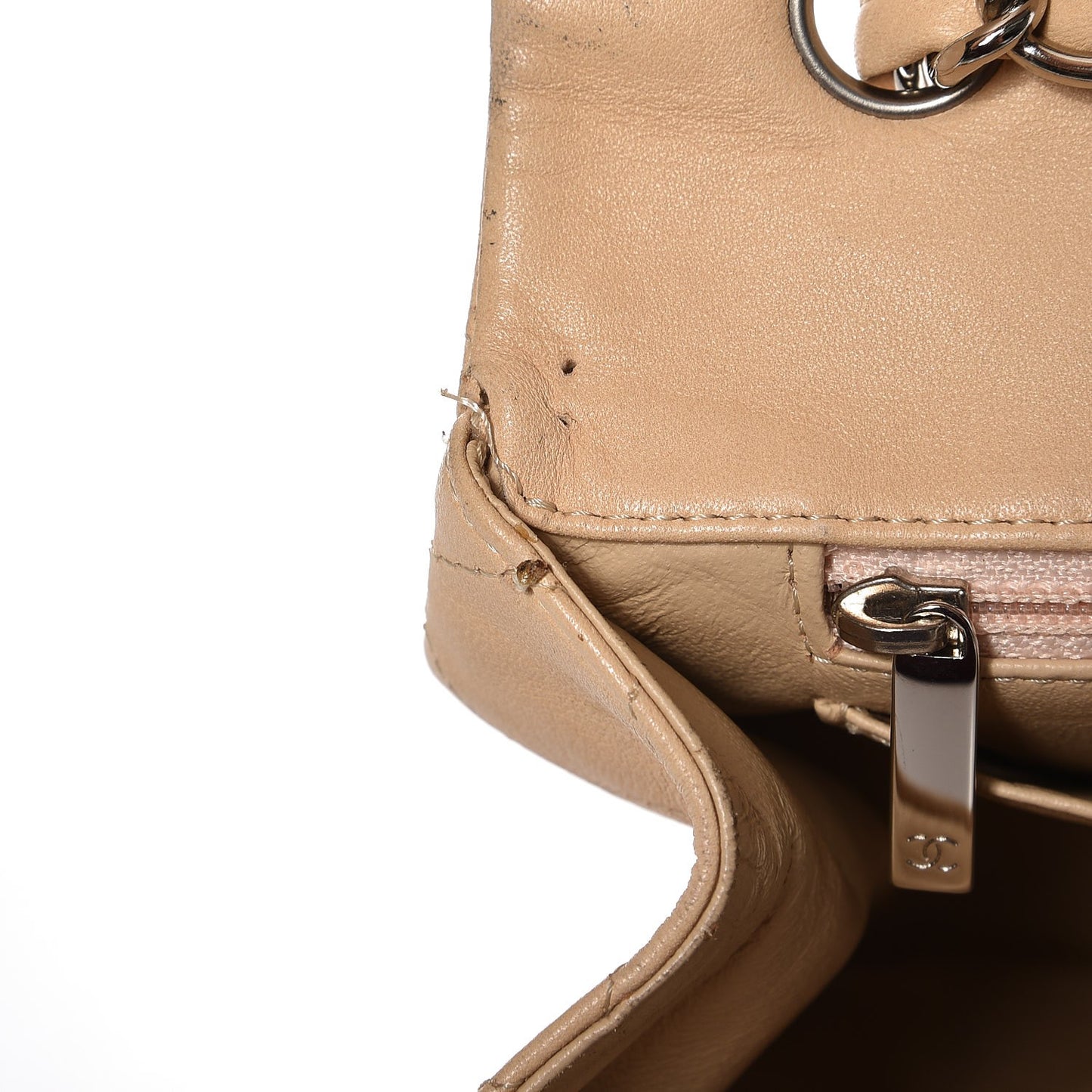 Lambskin Quilted Jumbo Single Flap Beige