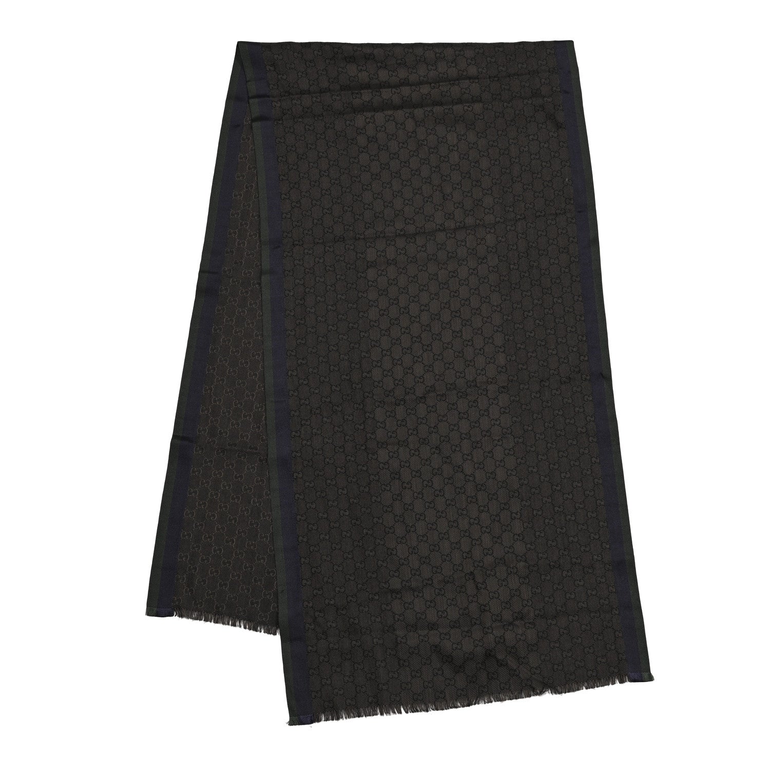 Gucci Silk Cashmere Monogram Web Scarf Brown 2 of 4