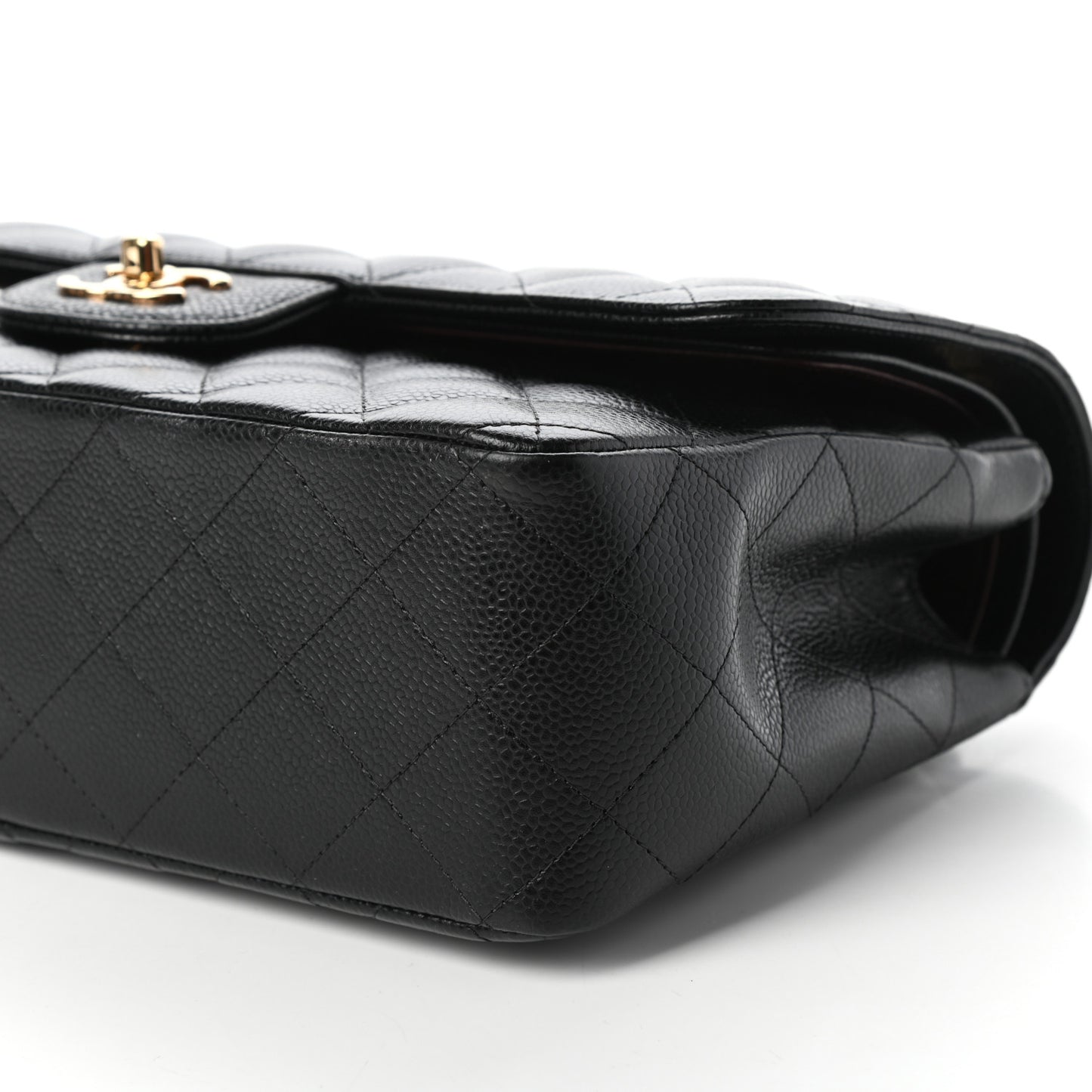 Caviar Quilted Jumbo Double Flap Black