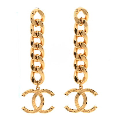 Chanel Metal CC Pick Drop Earrings Gold 1 of 4
