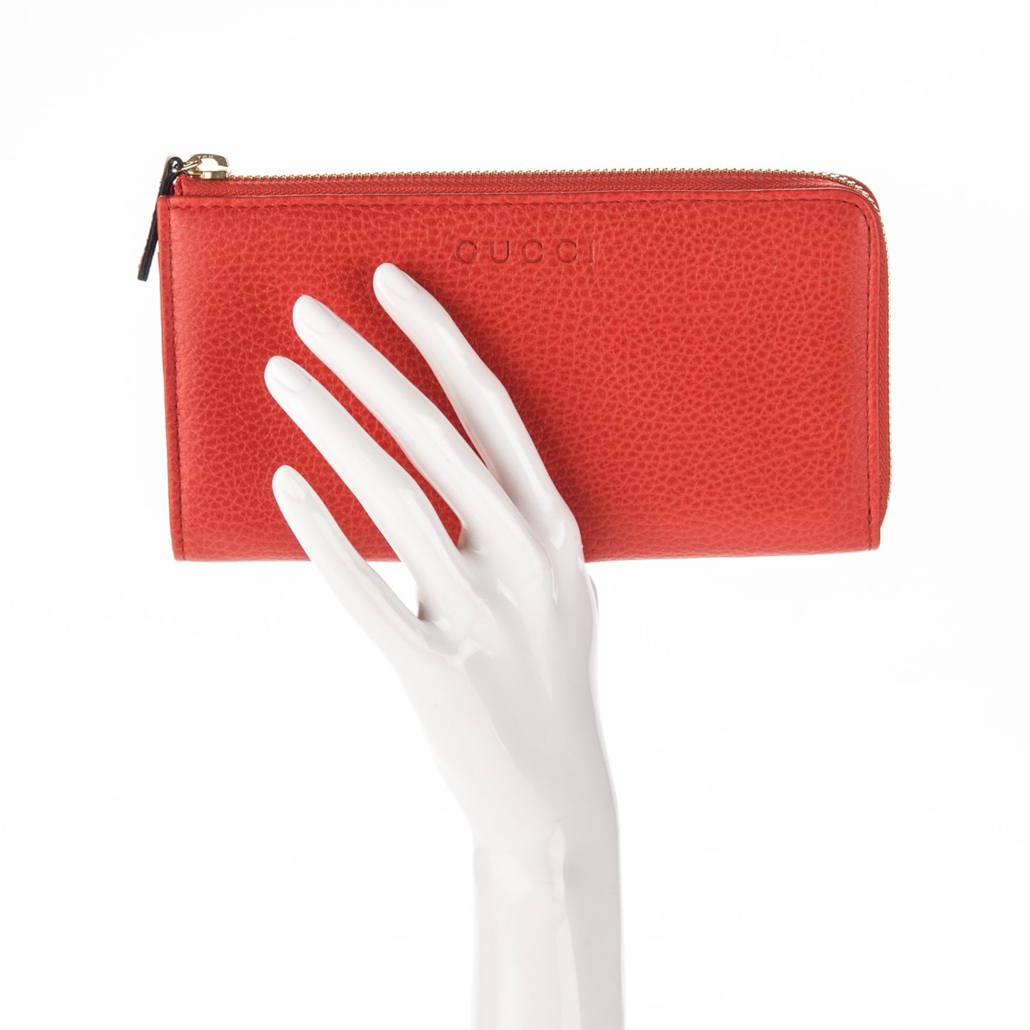 Pebbled Calfskin Donna Long Wallet Red