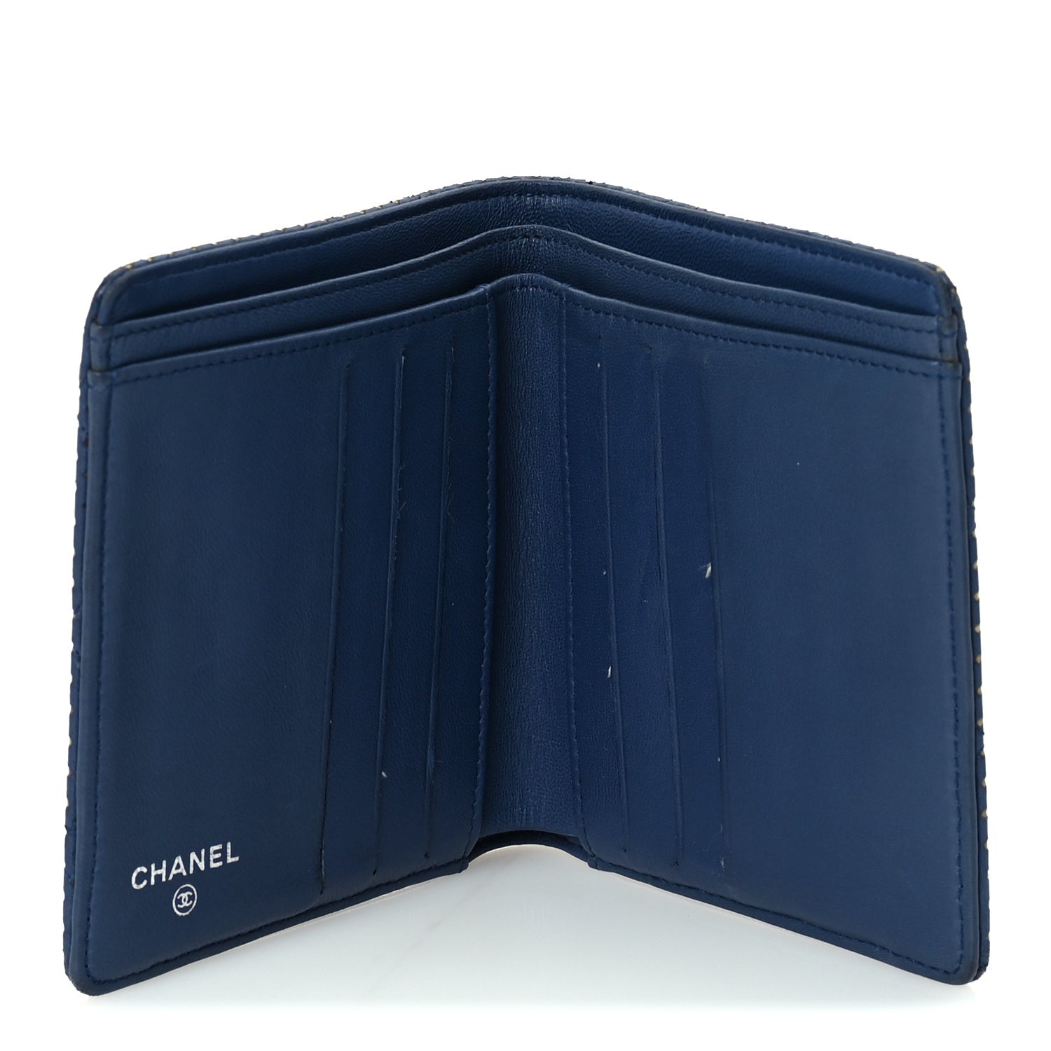Chanel Perforated Lambskin Quilted Bifold Compact Wallet  Navy 5 of 8