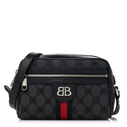 Gucci X BALENCIAGA BB Monogram Web Mini Ophidia Shoulder Bag Black 1 of 7