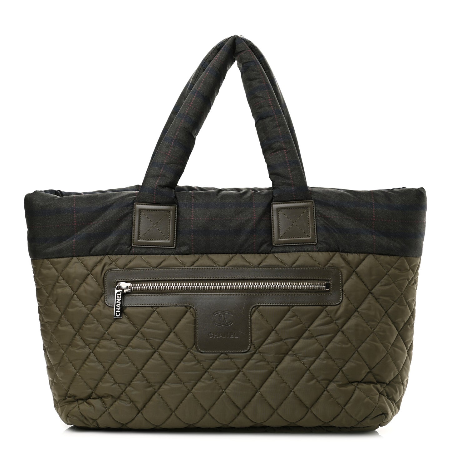 Nylon Quilted Large Coco Cocoon Tote Khaki