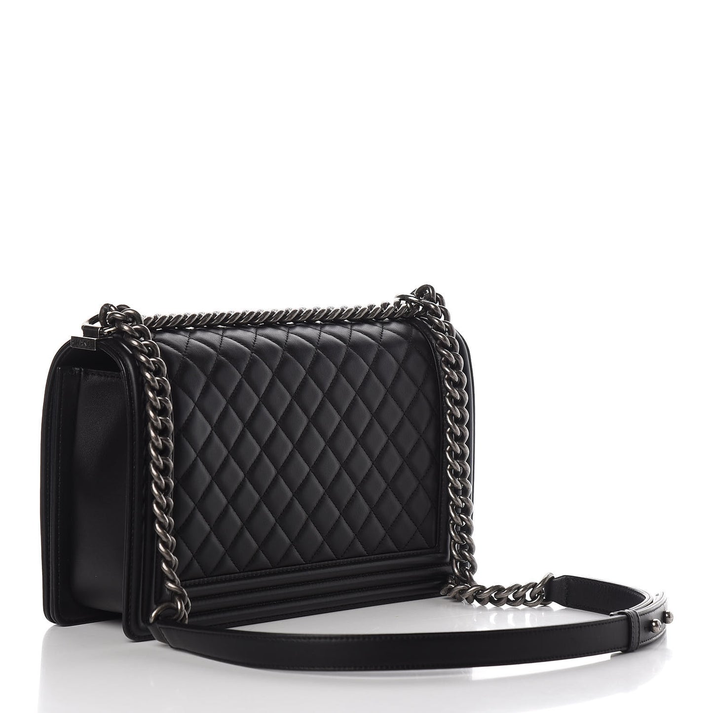 Lambskin Quilted New Medium Boy Flap Black