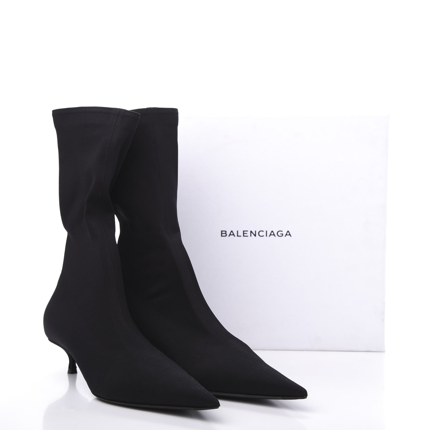 Balenciaga Jersey Crepe Extreme Pointed Toe Knife Booties 37 Black 7 of 7