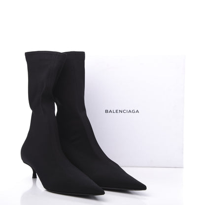 Balenciaga Jersey Crepe Extreme Pointed Toe Knife Booties 37 Black 7 of 7