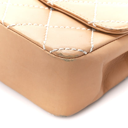 Chanel Calfskin Quilted Medium Wild Stitch Flap Beige 11 of 14
