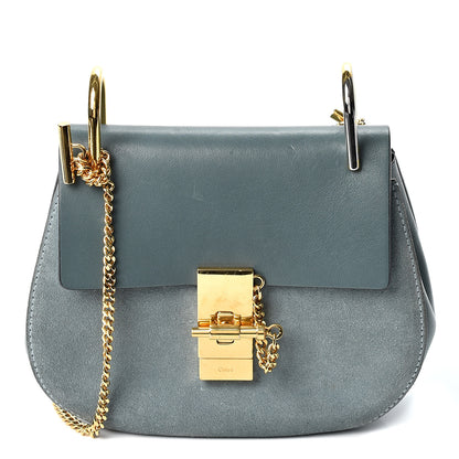 Chloe Suede Smooth Calfskin Mini Drew Shoulder Bag Cloudy Blue 1 of 11