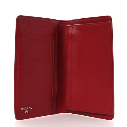 Chanel Lambskin Camellia Embossed Yen Wallet Dark Red 5 of 9