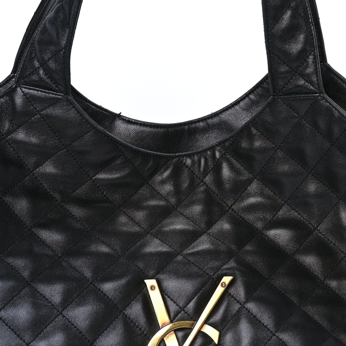 Lambskin Quilted Maxi Icare Shopping Tote Black