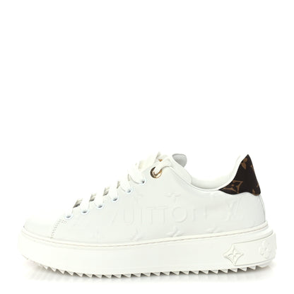 Louis Vuitton Lambskin Embossed Monogram Time Out Sneakers 38 White 1 of 8