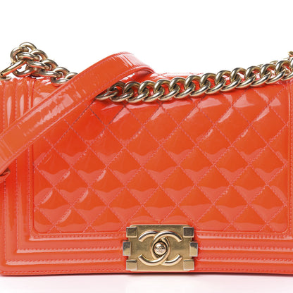 Chanel Patent Quilted Medium Boy Flap Orange 13 of 16