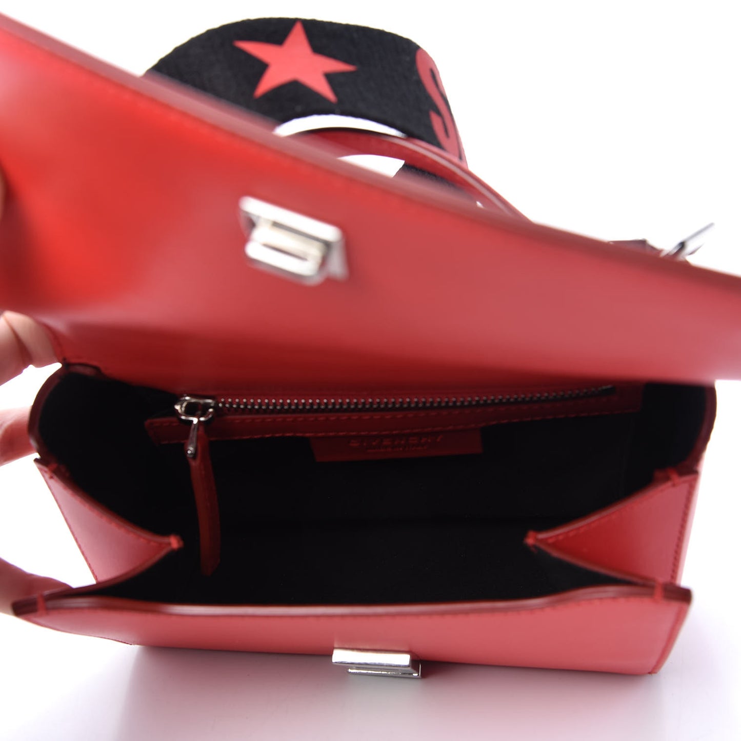 Calfskin Mini Pandora Box Logo Strap Crossbody Bag Medium Red