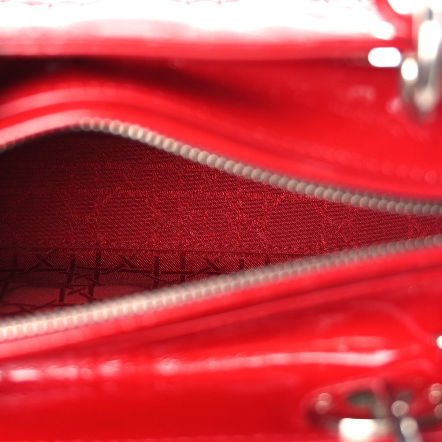 Patent Cannage Medium Lady Dior Red