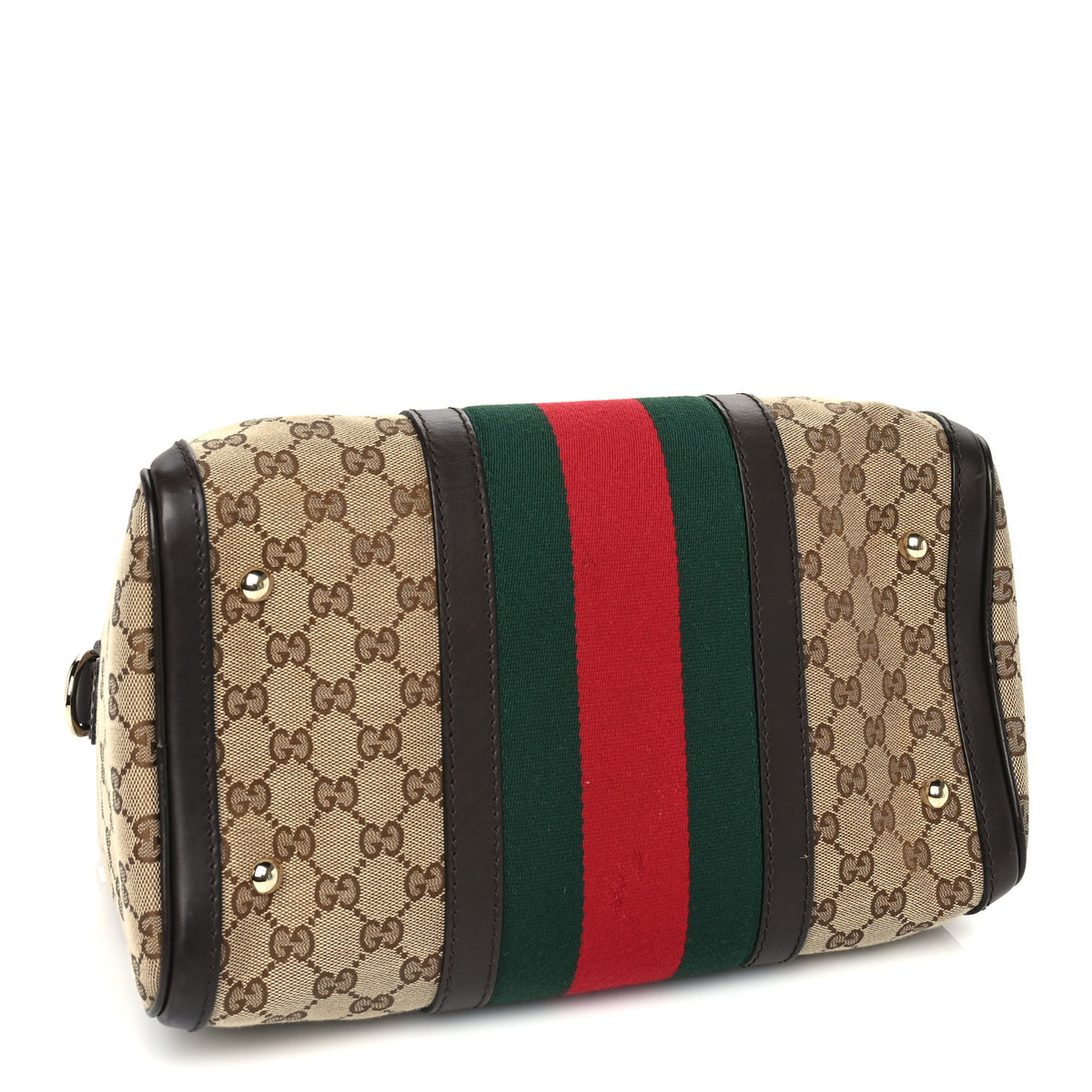 Gucci Monogram Vintage Web Medium Boston  Dark Brown 3 of 8