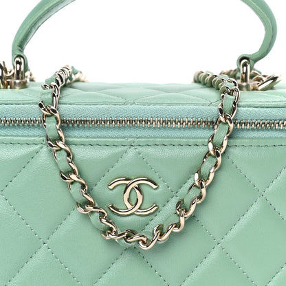 Chanel Lambskin Quilted Small Top Handle Vanity Case With Chain Light Green Light Green 8 of 10