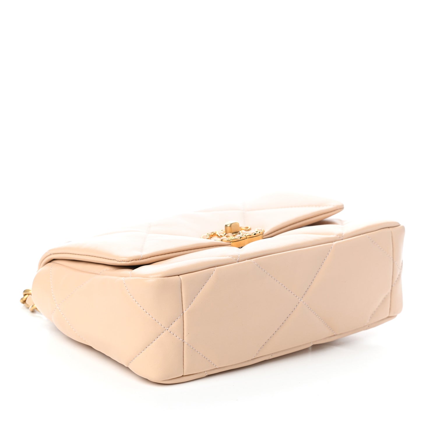 Lambskin Quilted Medium Chanel 19 Flap Beige