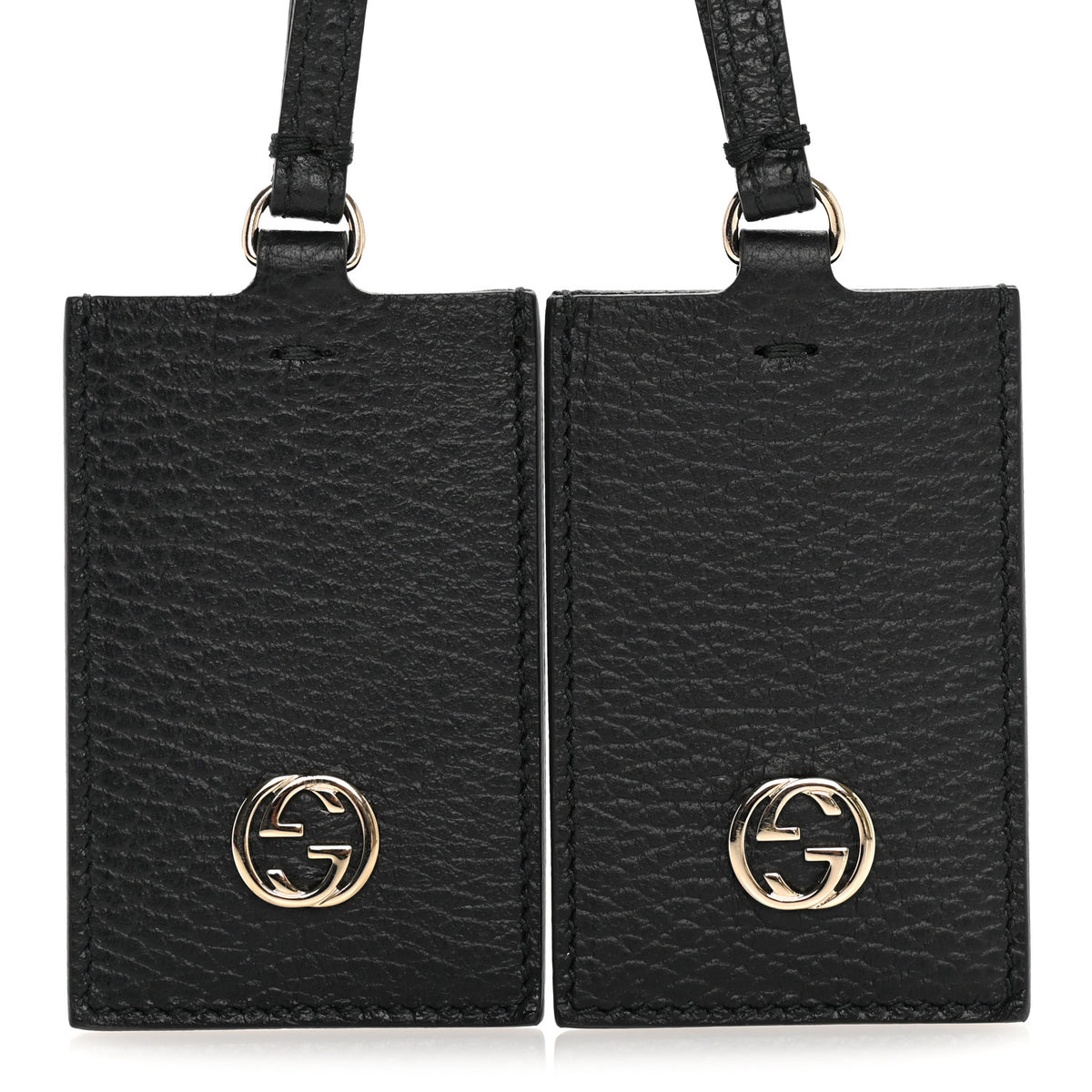 Pebbled Calfskin Interlocking G Luggage Tag Set of 2 Black