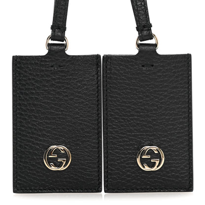 Gucci Pebbled Calfskin Interlocking G Luggage Tag Set of 2 Black 2 of 4