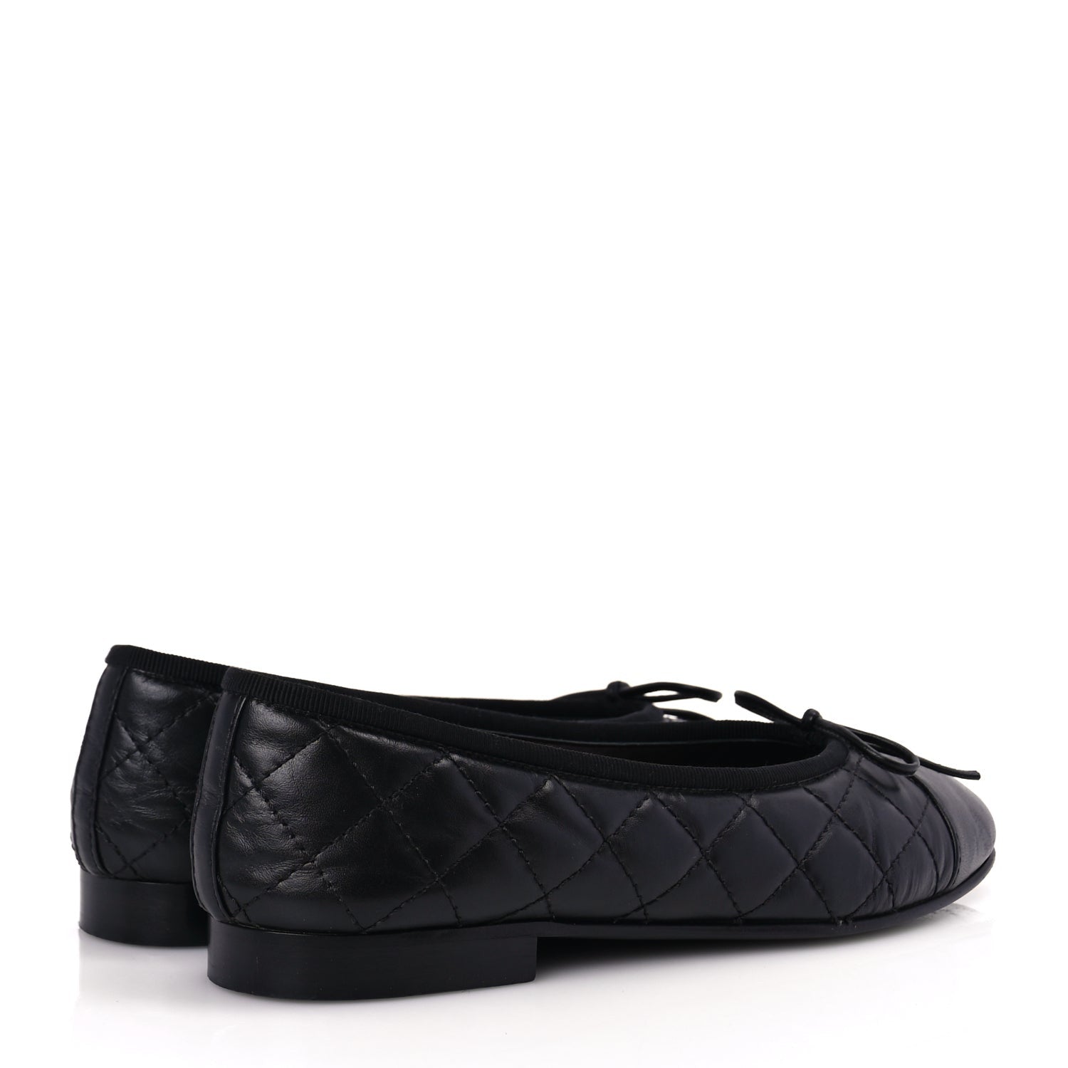 Chanel Aged Calfskin Quilted CC Cap Toe Ballerina Flats 36 Black 3 of 9
