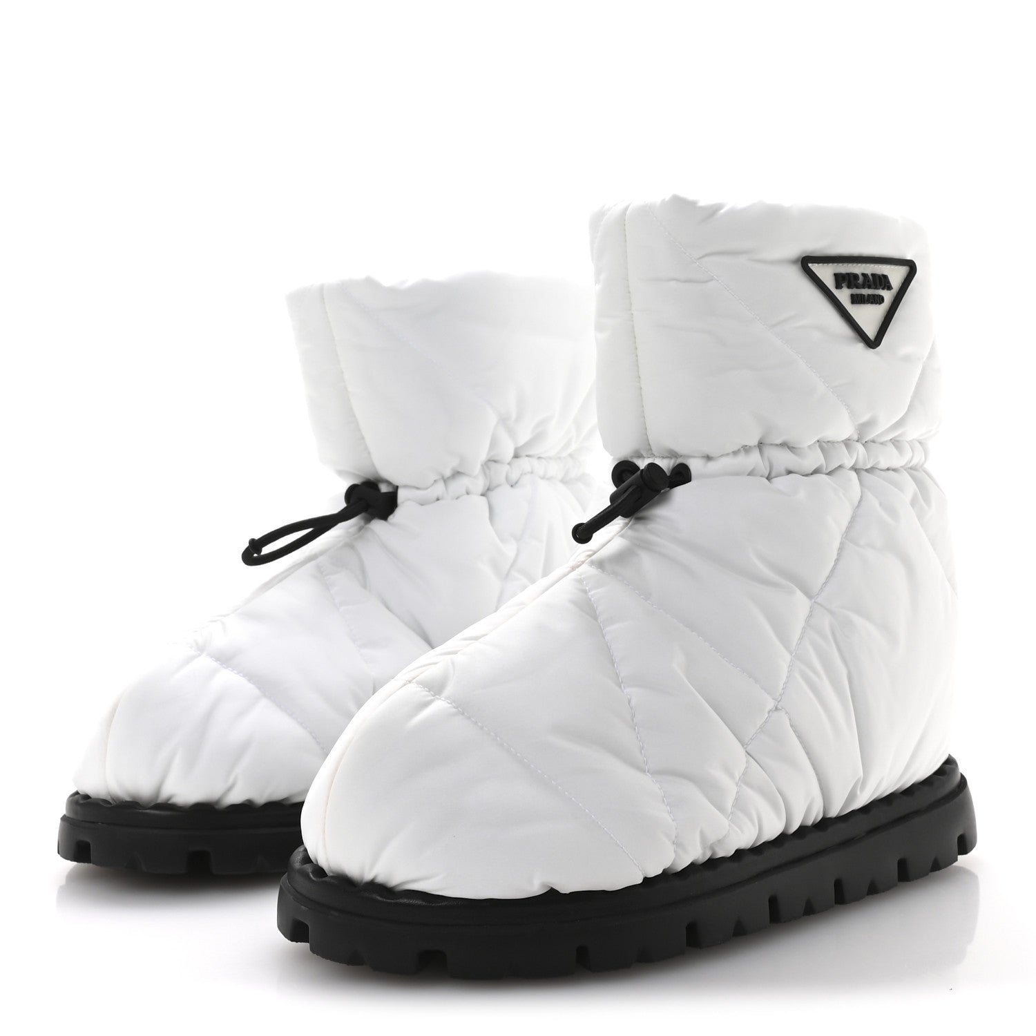 Prada Re-Nylon Piuma Triangle Logo Padded Drawcord 20mm Snow Boots 37 Bianco 4 of 8