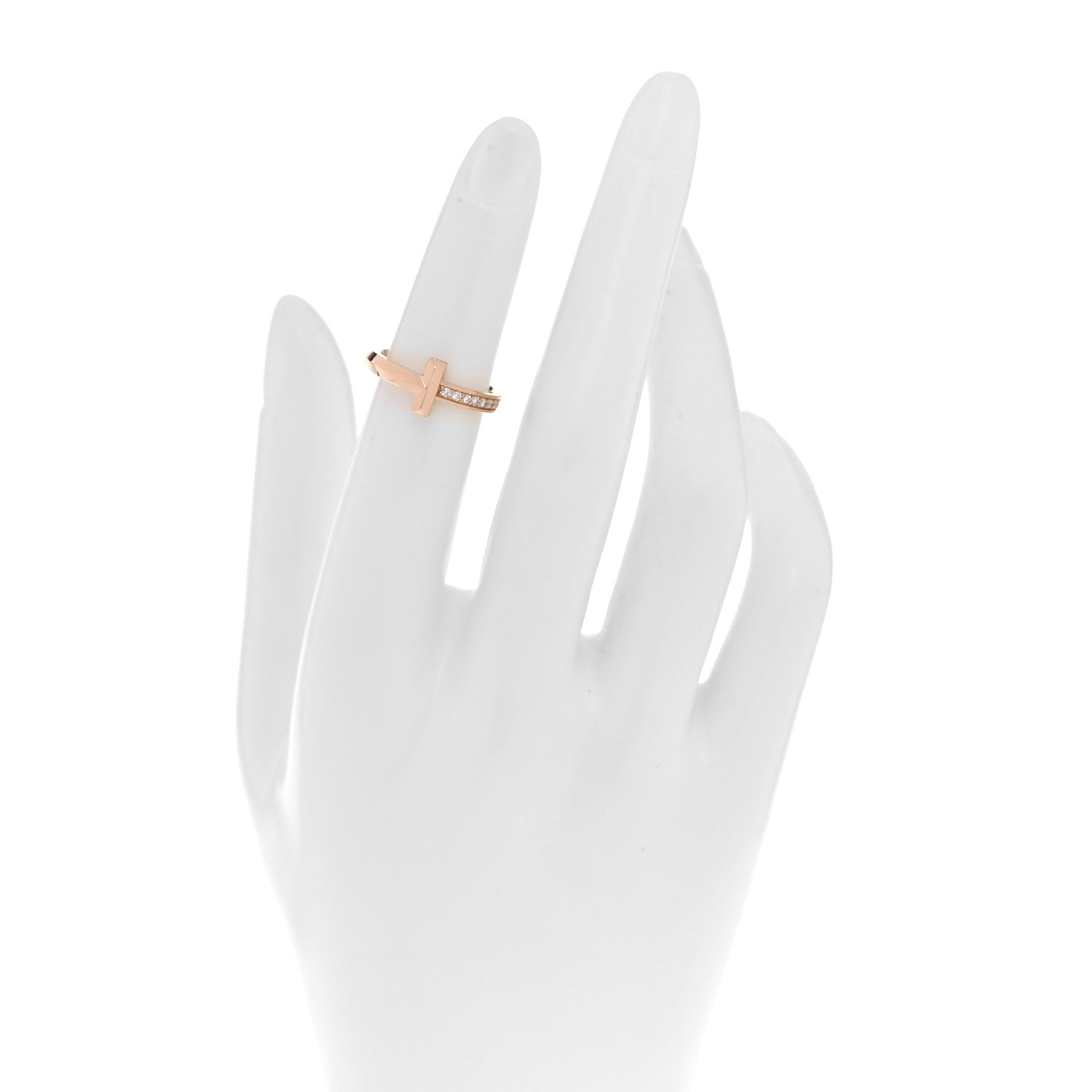 Tiffany 18K Rose Gold Diamond T T1 Ring 48 4.5 2 of 5