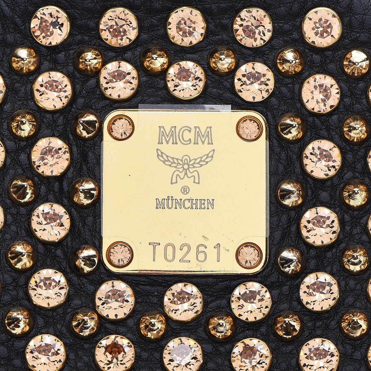 Grainy Lambskin Crystal Studded Medium Stark Backpack Black