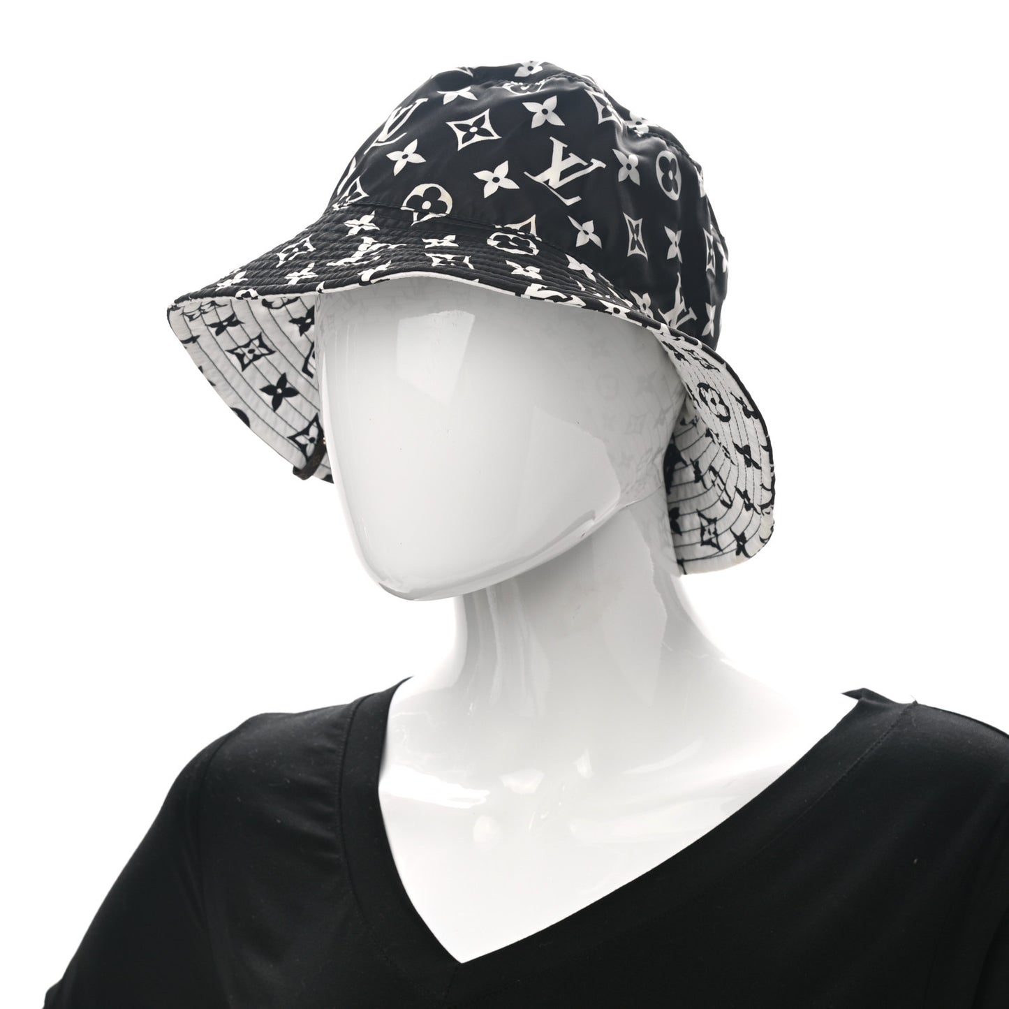 Nylon Monogram Reversible Bob Bucket Hat S Black White