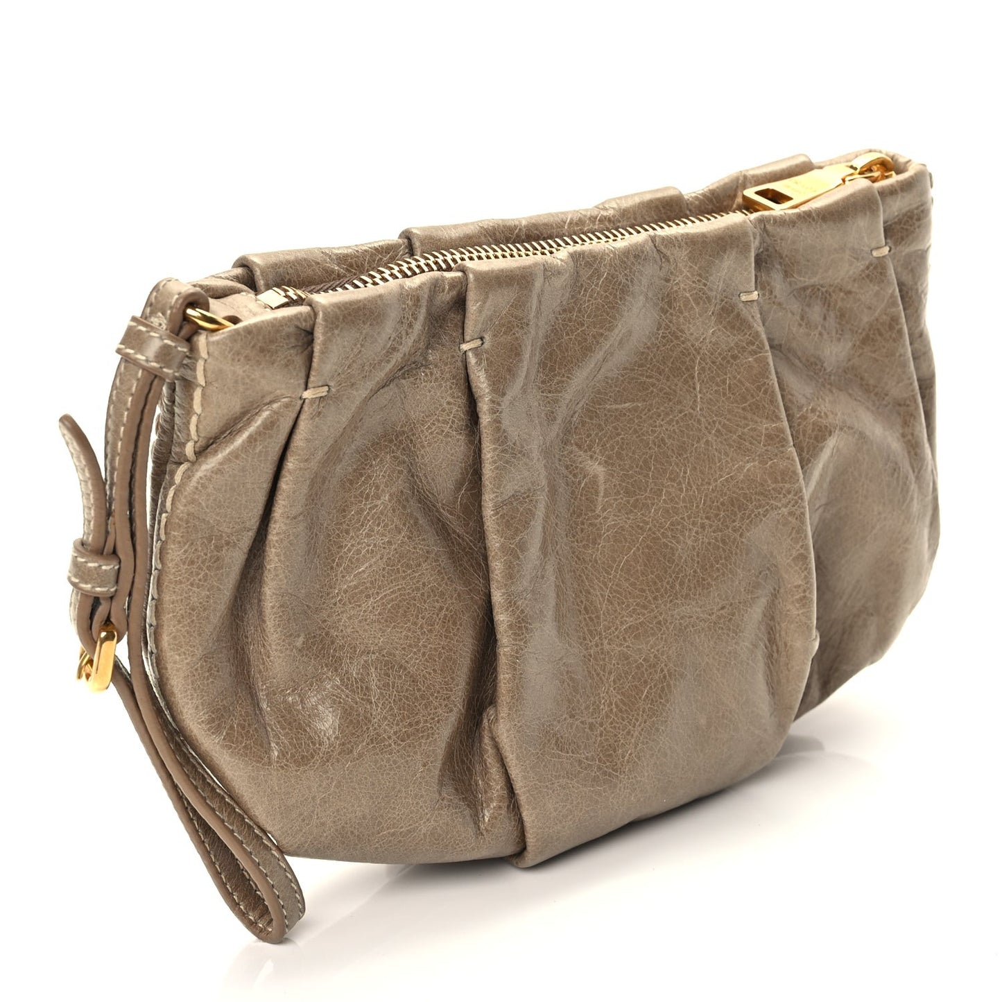 Vitello Shine Mordore Wristlet Clutch Giunco