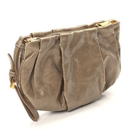 Prada Vitello Shine Mordore Wristlet Clutch Giunco 3 of 8