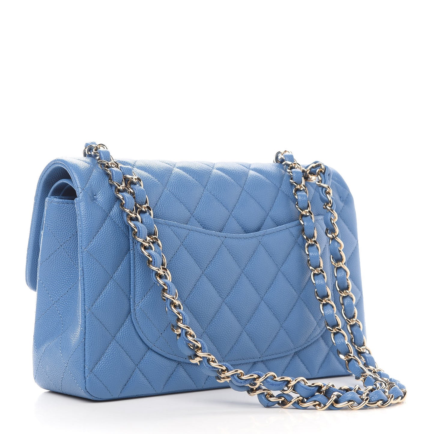 Caviar Quilted Small Double Flap Blue